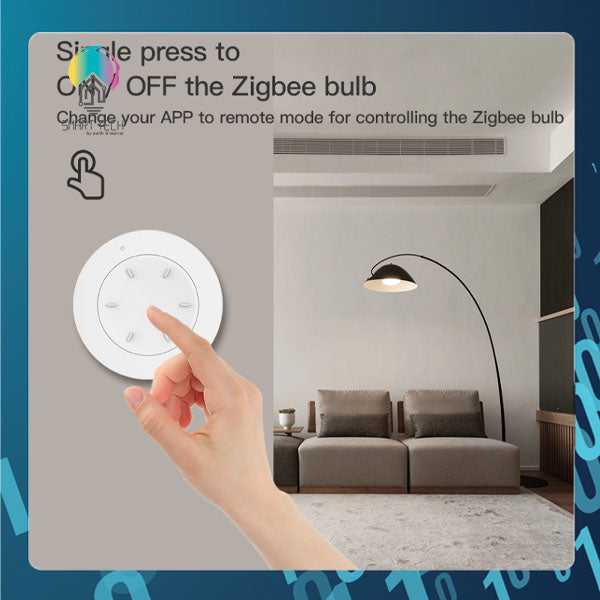 SMART TECH® Tuya Smart ZigBee Dimmer Knob with Scene function Battery operate Smart Life Alexa Google Portable Dimmer