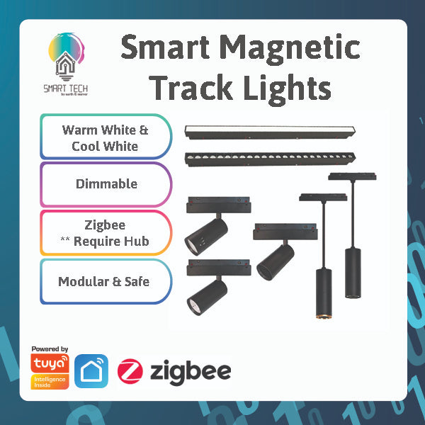 SMART TECH® Tuya Smart Zigbee Magnetic Track Light System 48VDC track and Rail Modular