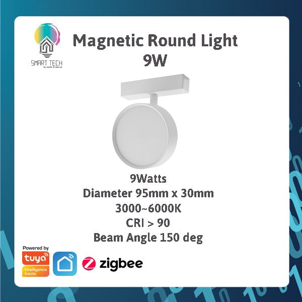 SMART TECH® White Tuya Smart Zigbee Magnetic Track Light System 48VDC track and Rail Modular Smartlife LED Dimmable