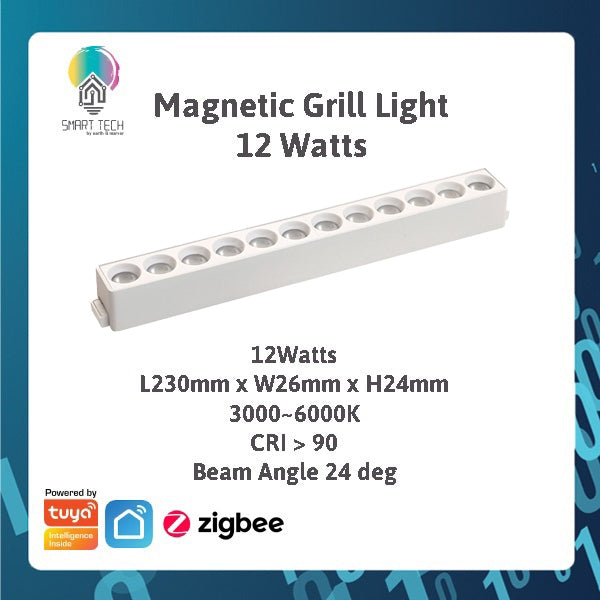 SMART TECH® White Tuya Smart Zigbee Magnetic Track Light System 48VDC track and Rail Modular Smartlife LED Dimmable