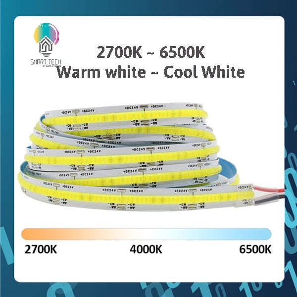 SMART TECH® Tuya Smart COB LED strip light Dual Color Warm White and Cool White  cove wardrobe light ambient