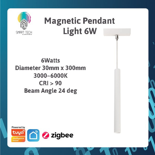 SMART TECH® White Tuya Smart Zigbee Magnetic Track Light System 48VDC track and Rail Modular Smartlife LED Dimmable