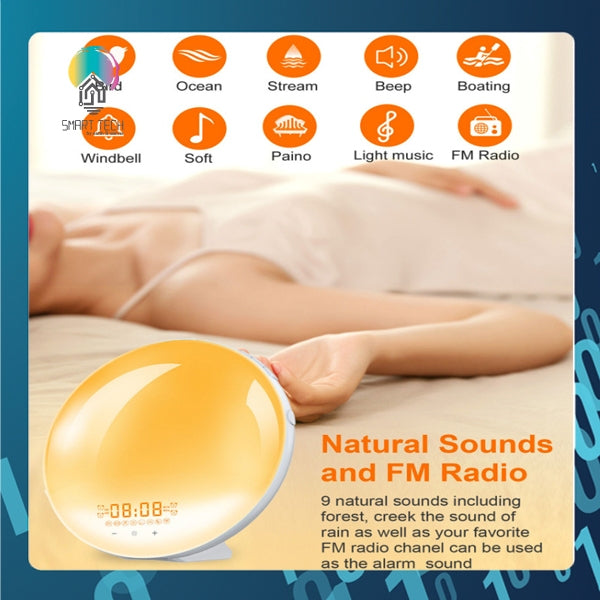 SMART TECH® Tuya WiFi Radio Clock with Night light , Nature sound, Radio FM function and 1 USB out for mobile charge