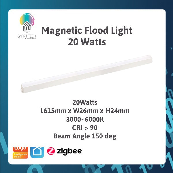 SMART TECH® White Tuya Smart Zigbee Magnetic Track Light System 48VDC track and Rail Modular Smartlife LED Dimmable