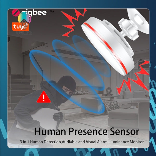 SMART TECH® Tuya Smart MM Wave Human Presence Detector Tuya / Smartlife WiFi 2.4Ghz /Zigbee 5.8G
