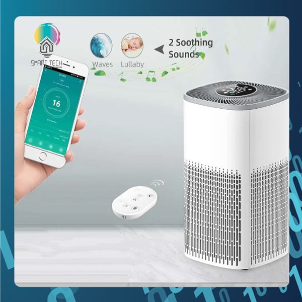 SMART TECH® Tuya Smart Air Purifier Active Carbon HEPA-13 App remote control with white noise lullaby