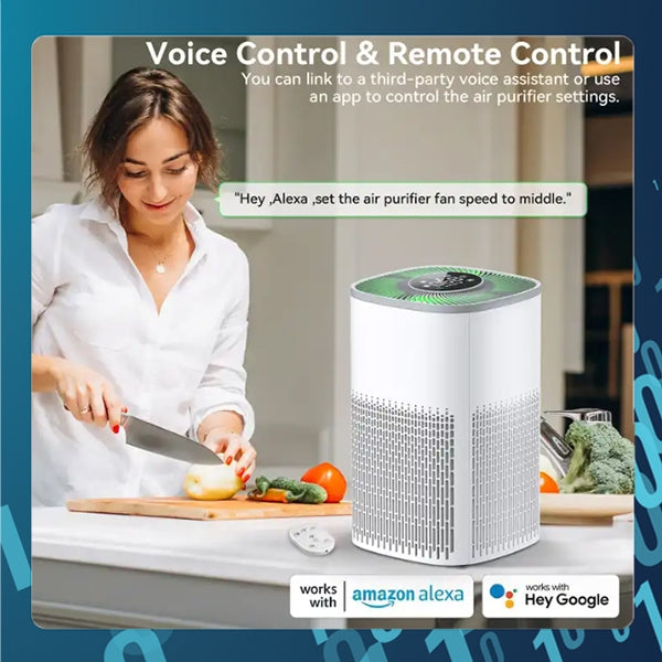 SMART TECH® Tuya Smart Air Purifier Active Carbon HEPA-13 App remote control with white noise lullaby
