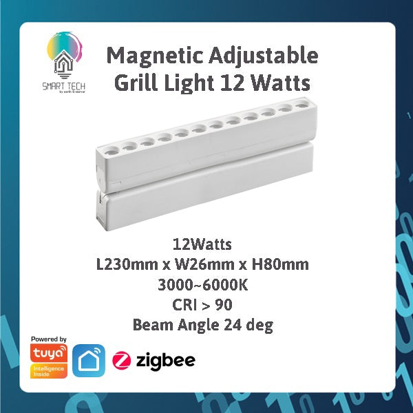 SMART TECH® White Tuya Smart Zigbee Magnetic Track Light System 48VDC track and Rail Modular Smartlife LED Dimmable