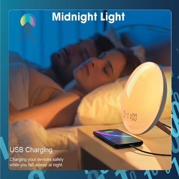 SMART TECH® Tuya WiFi Radio Clock with Night light , Nature sound, Radio FM function and 1 USB out for mobile charge