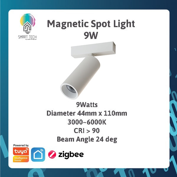 SMART TECH® White Tuya Smart Zigbee Magnetic Track Light System 48VDC track and Rail Modular Smartlife LED Dimmable