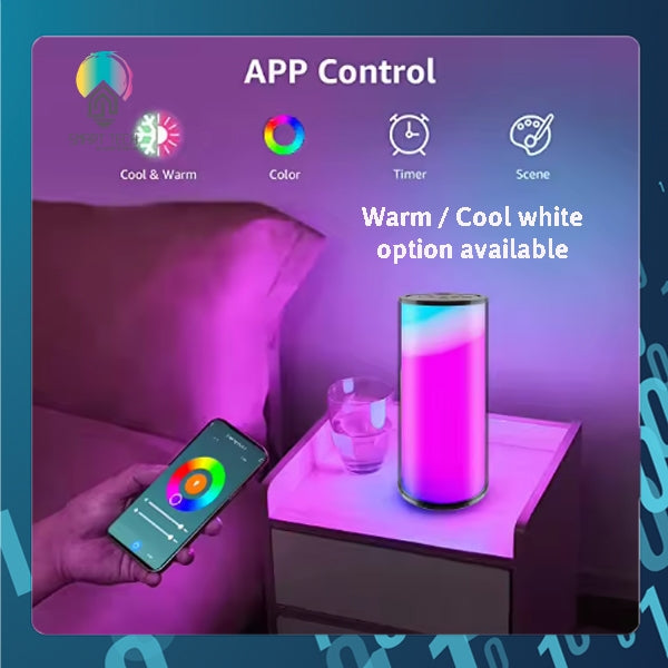 🇸🇬 SMART TECH® Tuya Smart RGBIC - White Table / Desktop rechargeable WiFi Smart Lamp