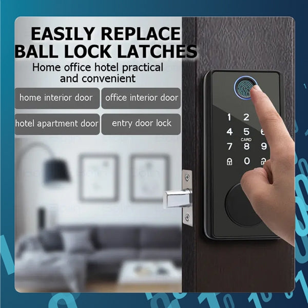 SMART TECH® Tuya WiFi 2.4Ghz App Digital Biometric Fingerprint Code Card Key Smart Door Lock for Home Tuya Smartlife