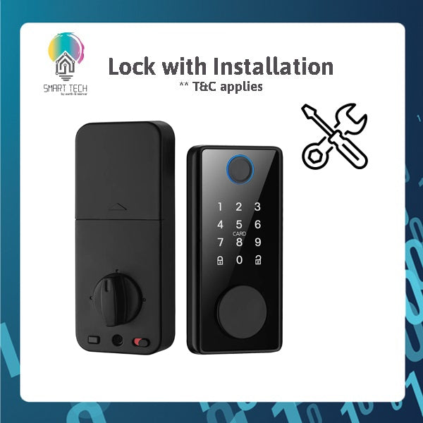 SMART TECH® Tuya WiFi 2.4Ghz App Digital Biometric Fingerprint Code Card Key Smart Door Lock for Home Tuya Smartlife