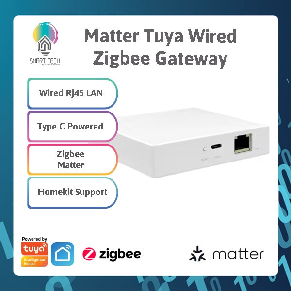 🇸🇬 SMART TECH® Tuya Matter WiFi 2.4Ghz Wired USB C Zigbee Gateway