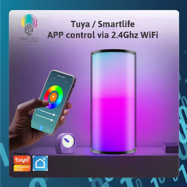 🇸🇬 SMART TECH® Tuya Smart RGBIC - White Table / Desktop rechargeable WiFi Smart Lamp