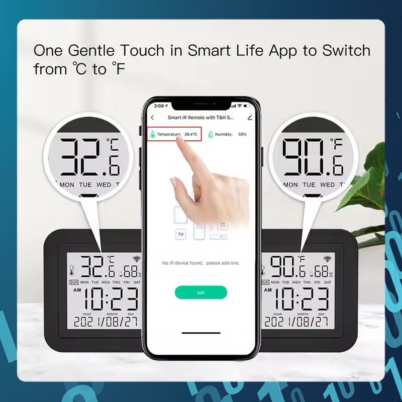 SMART TECH® WiFi Tuya Smart IR Remote Control Temperature Humidity Sensor