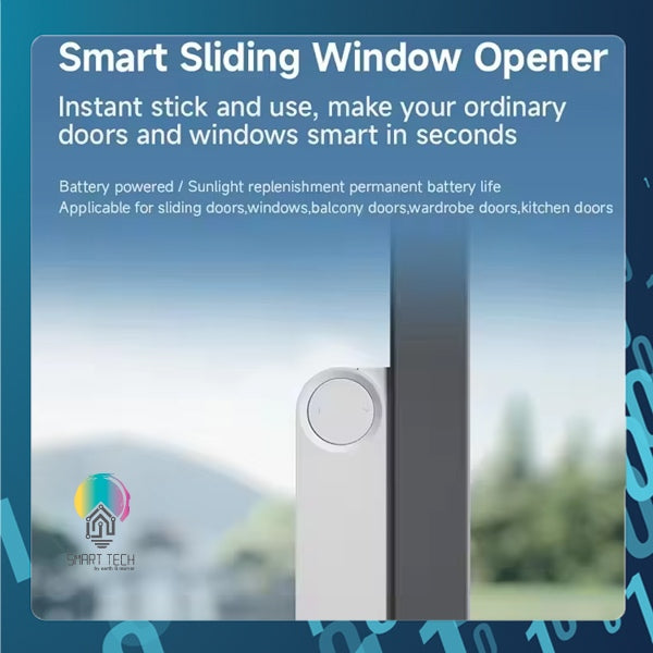 🇸🇬 SMART TECH® Tuya Smart Zigbee Window or Door Slider, Tuya Smartlife, Battery powered and Solar charged, Alexa Google