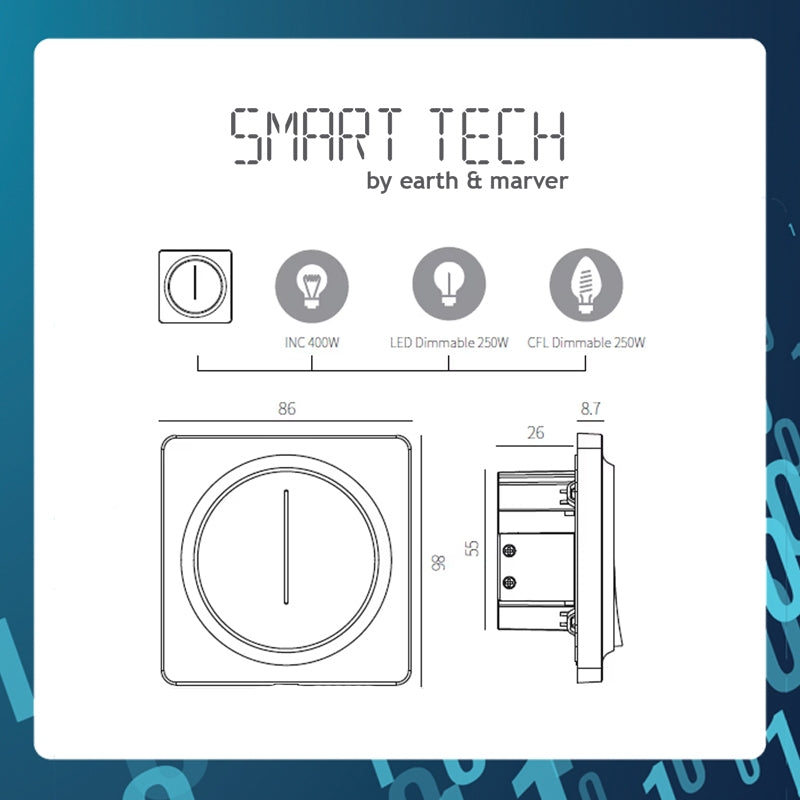 SMART TECH® Tuya Smart Dimmer Smart Touch Light Dimmer Switch