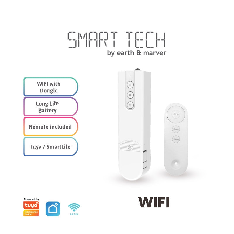 SMART TECH® Tuya Smart Roller Blind motor and remote with or without backup battery AC wall power