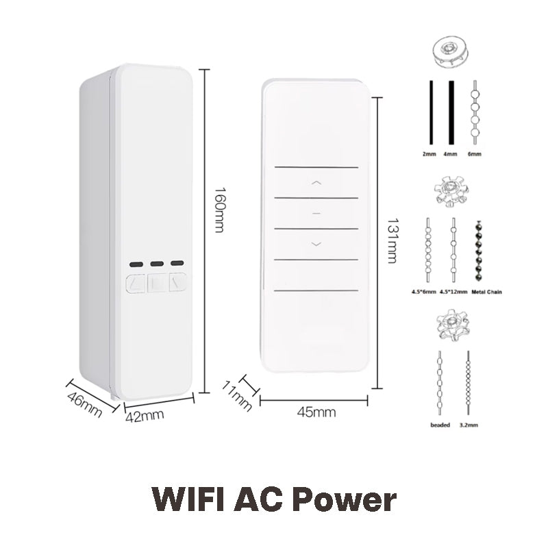 SMART TECH® Tuya Smart Roller Blind motor and remote with or without backup battery AC wall power