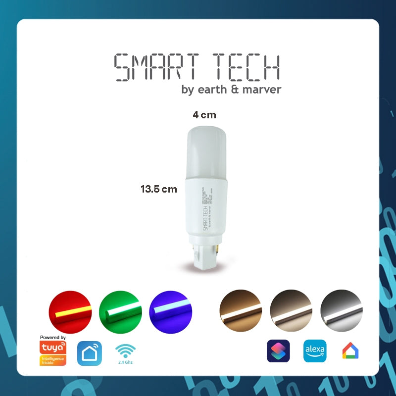 SMART TECH® WiFi G24 PLC 2PIN 7W RGB CW + WW Light Bulb Spotlight Light Lamp LED Bulb Tuya